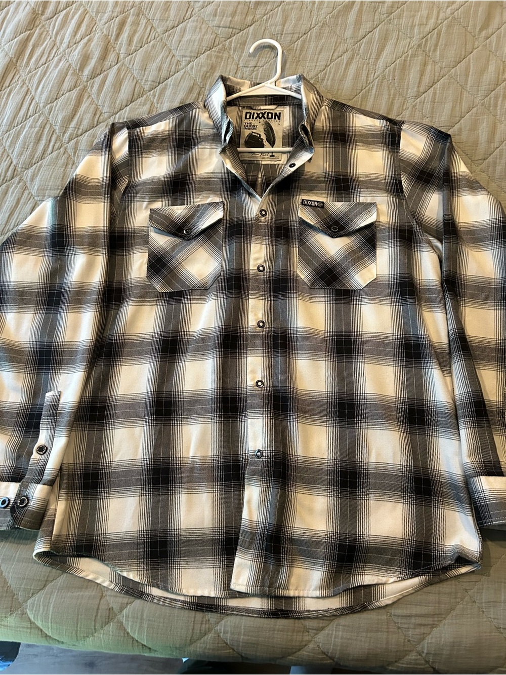 DIXXON the Ghost Inside Black & White Plaid Long-Sleeve Button-Down Shirt